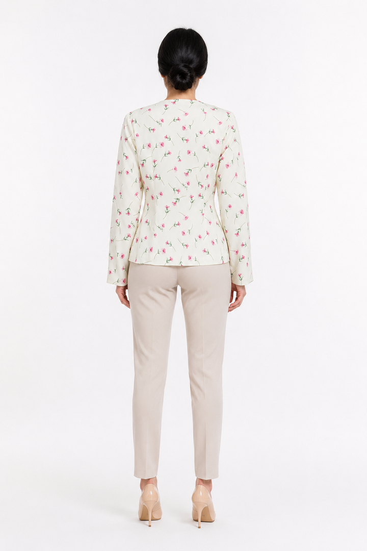 Ivory Floral Wrap Blouse – FIORÉNA