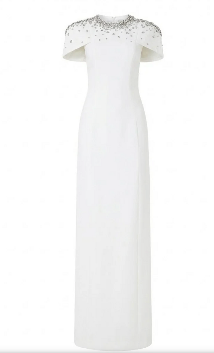 Crystal Cape Gown – Ivory