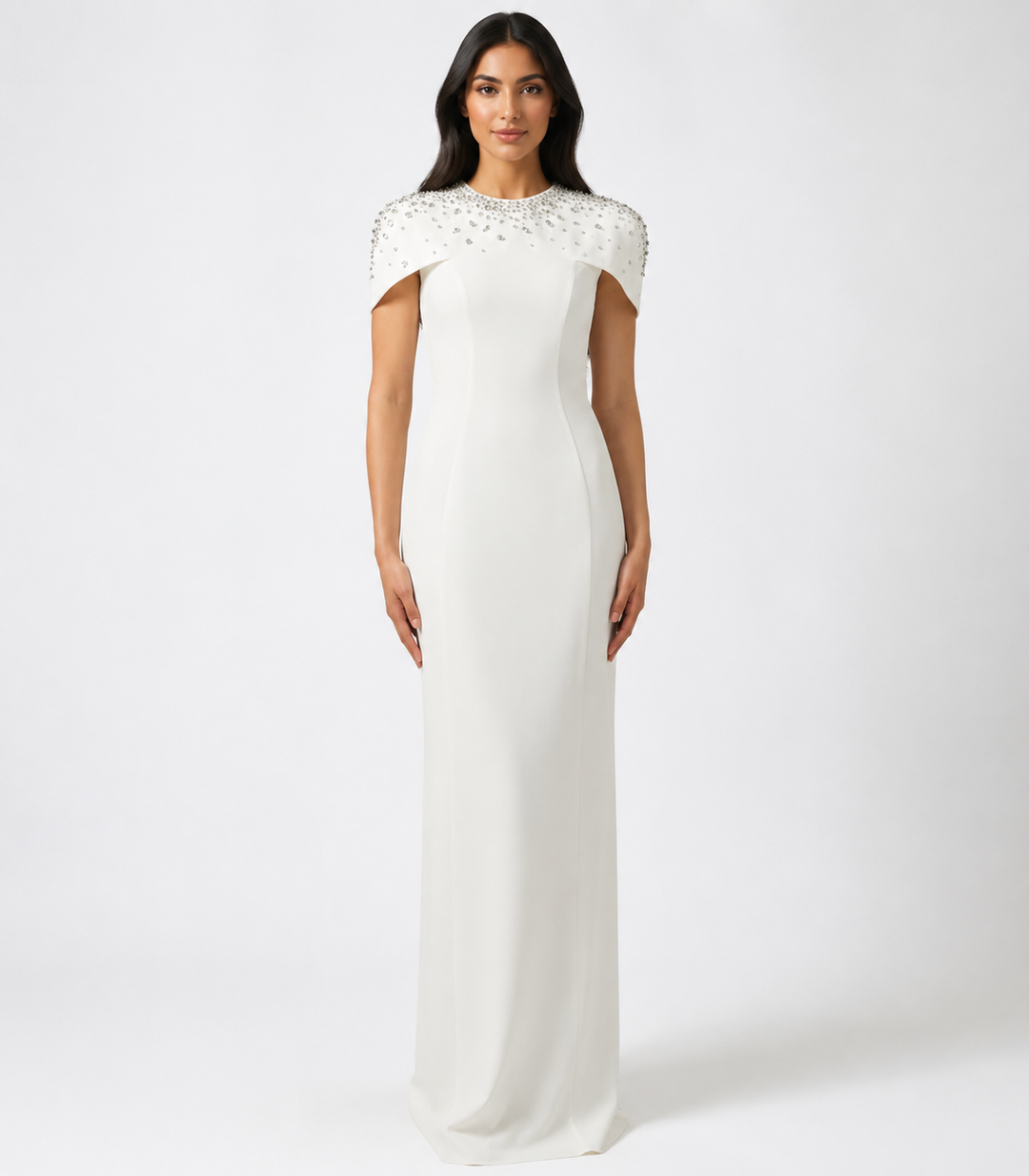 Crystal Cape Gown – Ivory