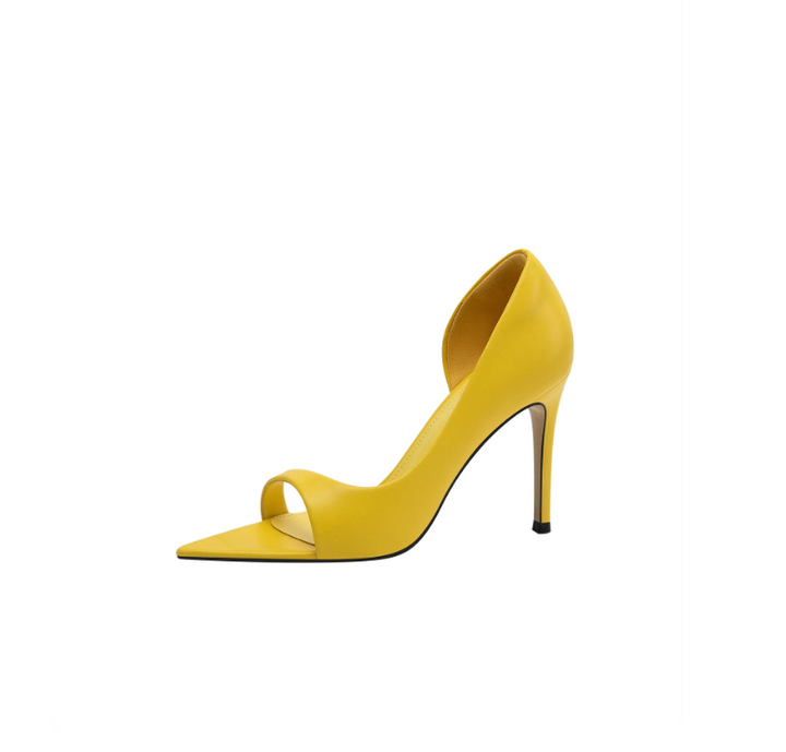 Yellow Pointed-Toe Slingback Heels – Soleil