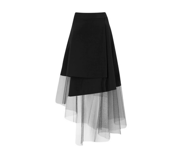 Asymmetric Tulle Midi Skirt – Veil