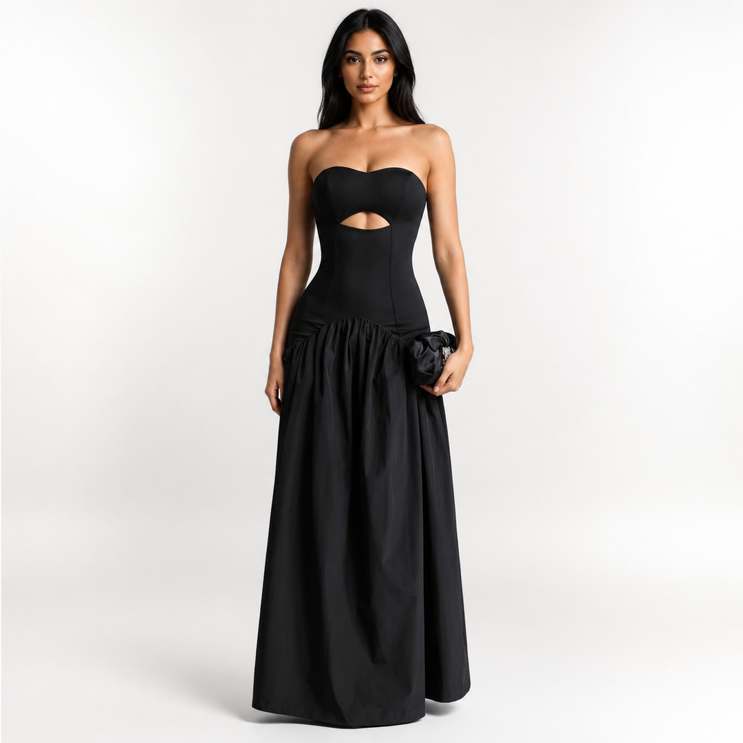 Black Strapless Cut-Out Structured Maxi Dress – VÉRONA