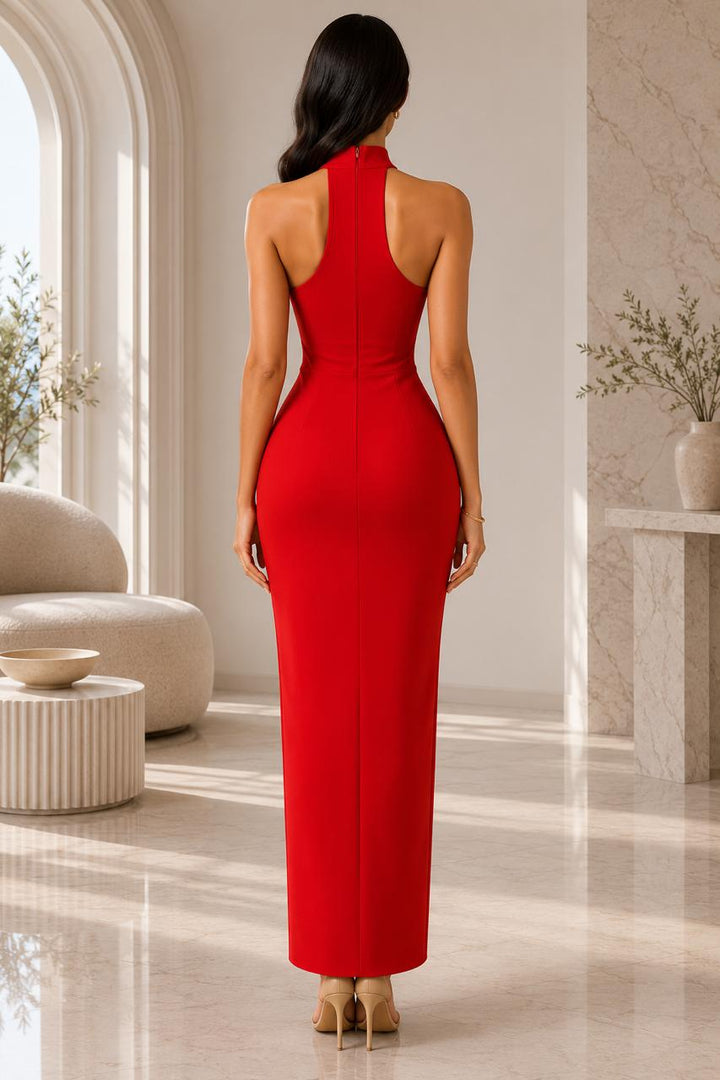 Floral Appliqué Halter Gown - Blossome