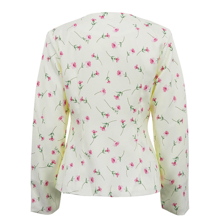 Ivory Floral Wrap Blouse – FIORÉNA
