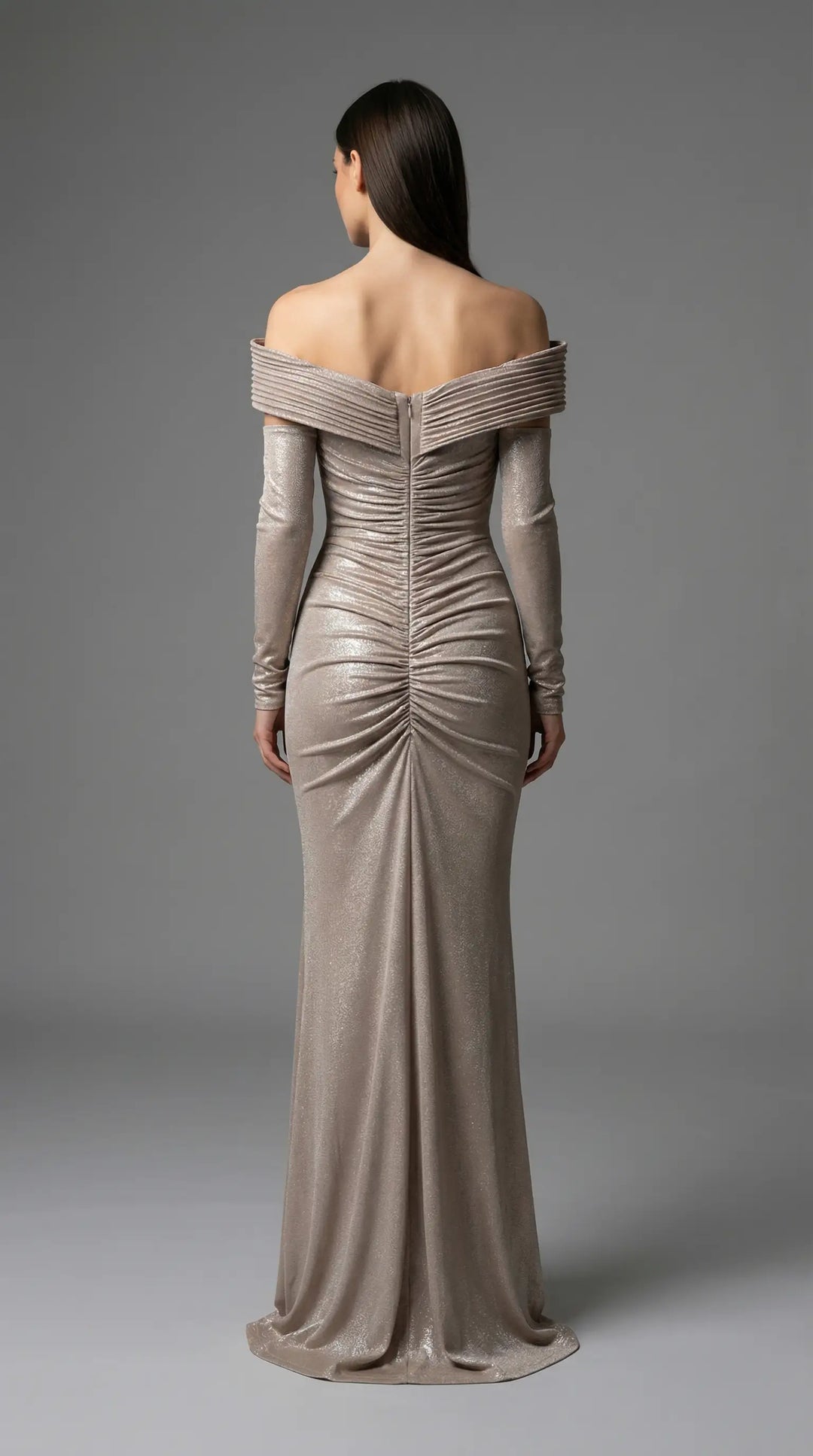 A shimmering, off-the-shoulder evening dress embellished with crystals 2436- JOLII