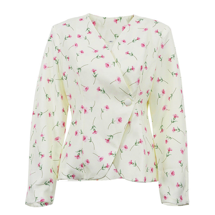 Ivory Floral Wrap Blouse – FIORÉNA