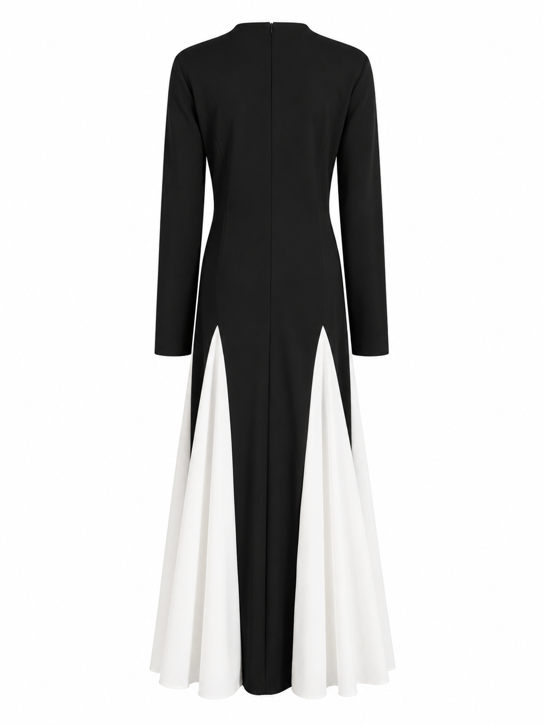 Contrast Panel Long Sleeve Maxi Dress - Monochrome
