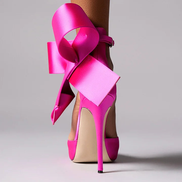 pointed-toe stiletto heels with oversized bow – AURELIA