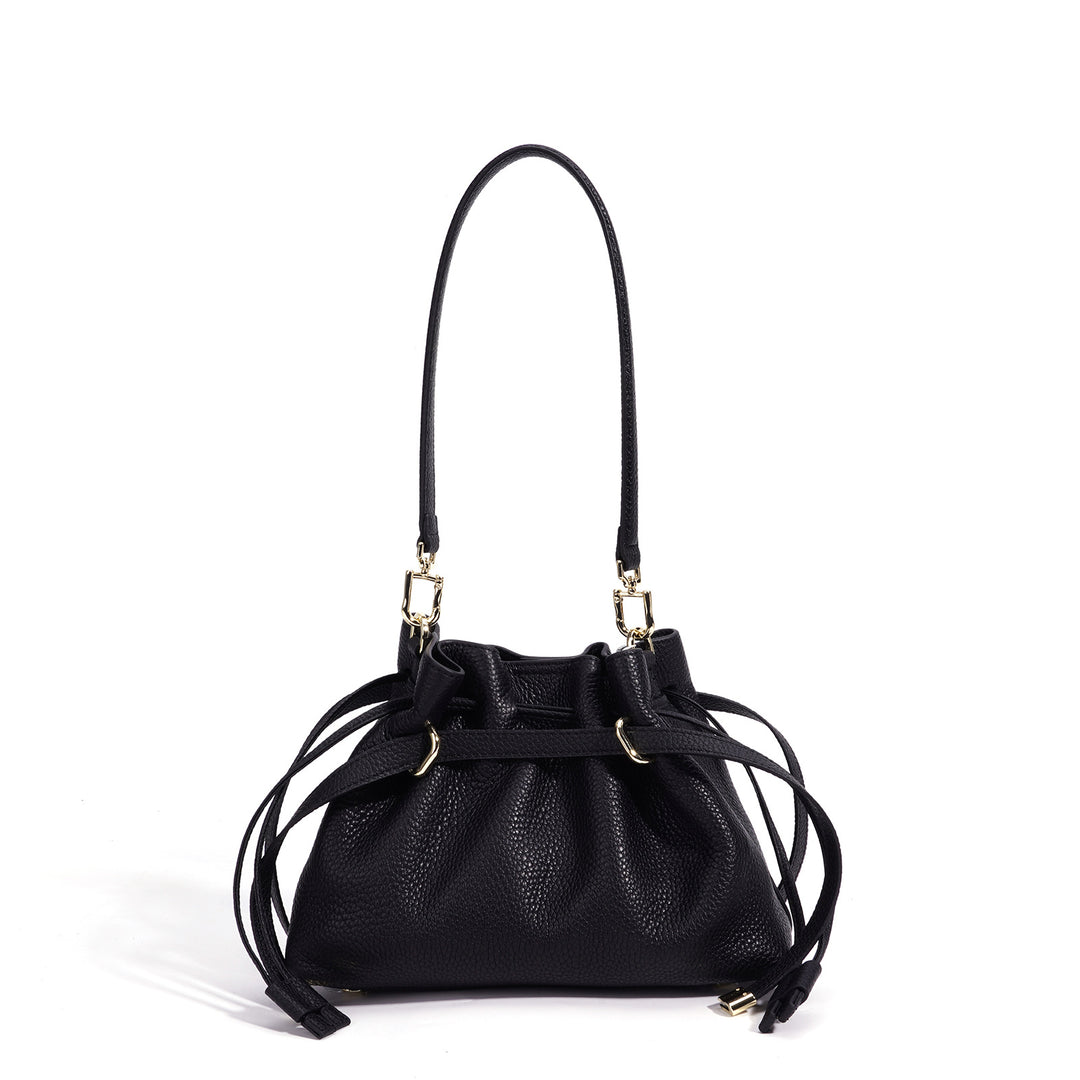 Taupe Drawstring Mini Bucket Bag – AVELINE