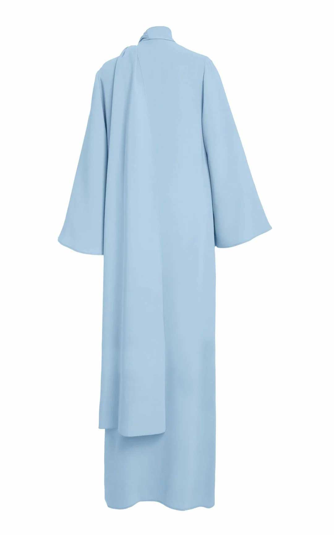 bow-neck draped gown with side slit – REZIIN