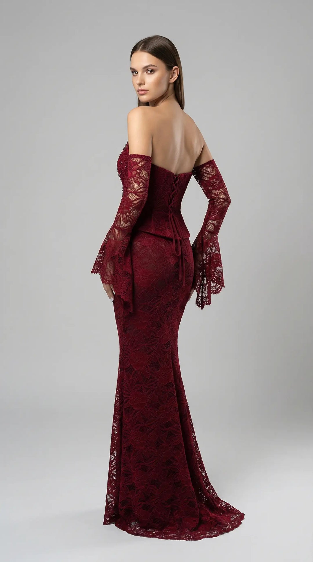 Mermaid-style evening dress with a corset-embellished bodice 2471 - SILSA