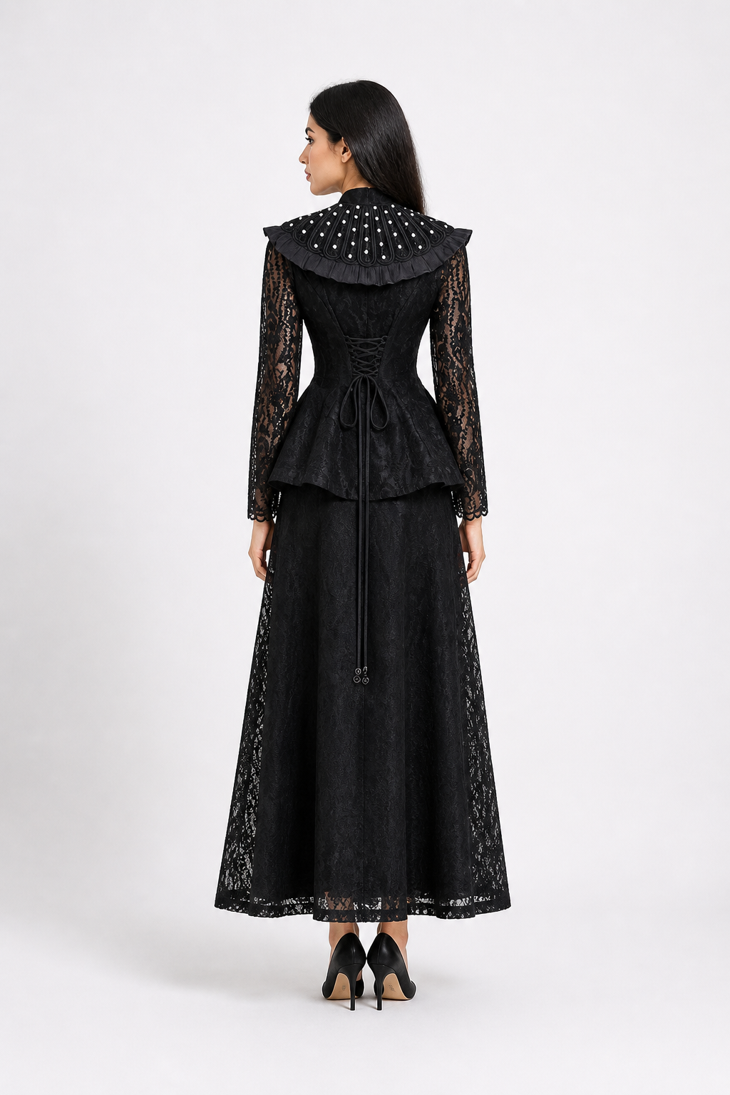 Black Lace Victorian Two-Piece Set – NOIRÉVA