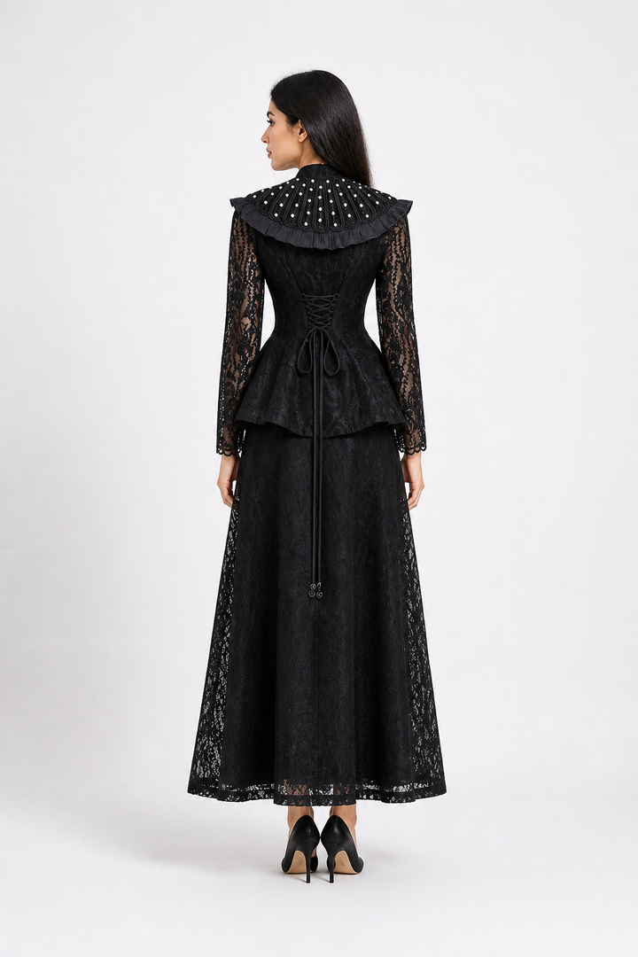 Black Lace Victorian Two-Piece Set – NOIRÉVA