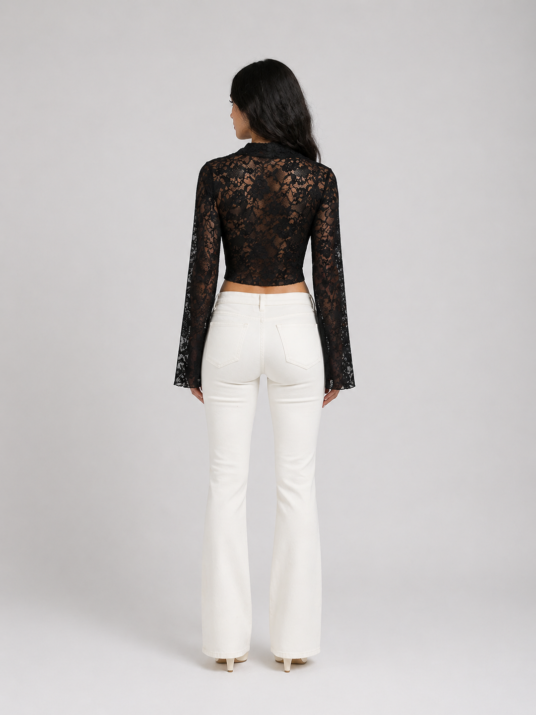 White Lace V-Neck Crop Top – LUMIÉRA
