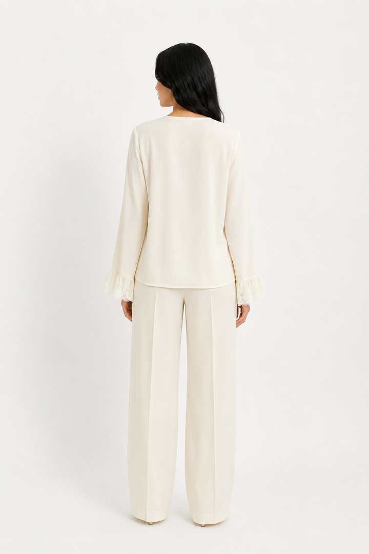 Elegant Lace Cuff Blouse - Timeless