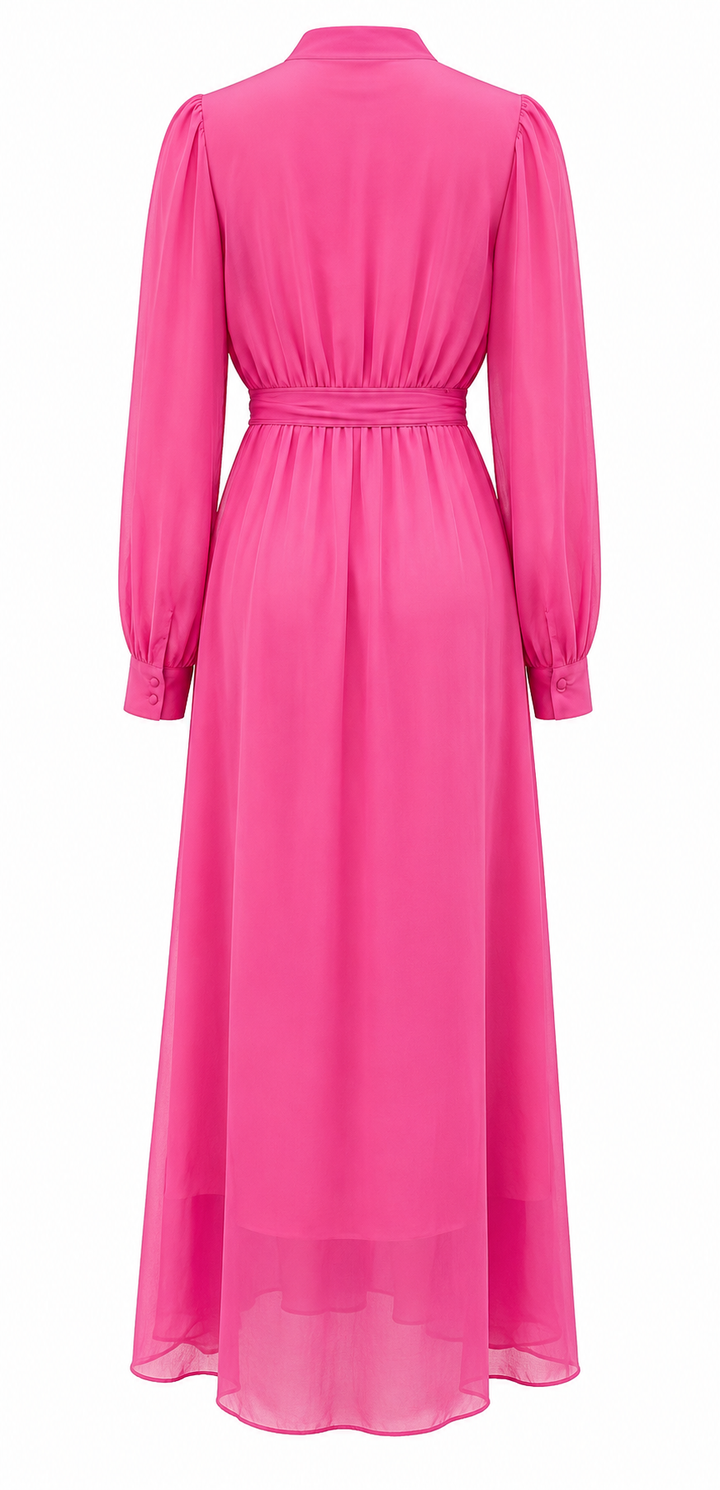 Chiffon Wrap Maxi Dress with Belt - Grace
