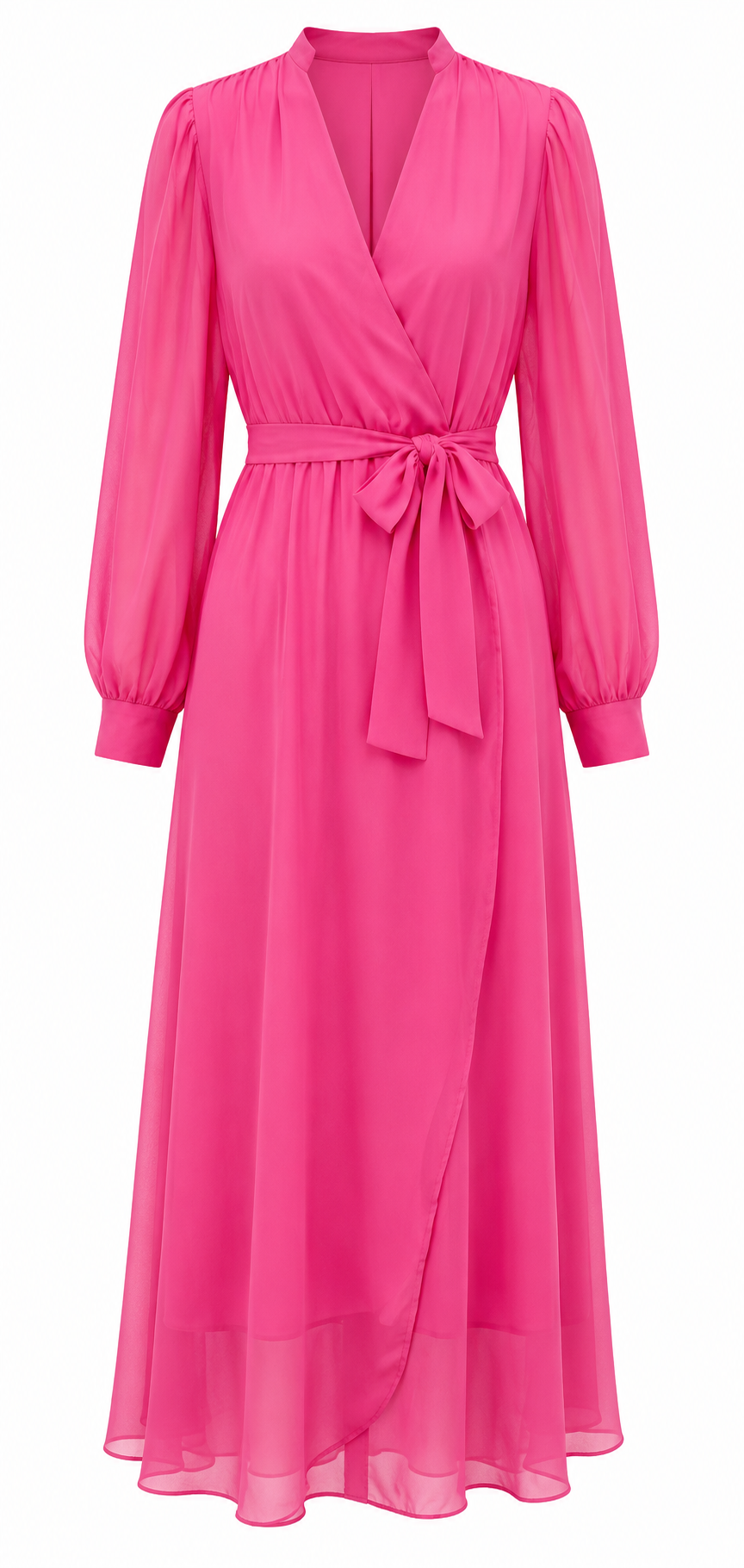 Chiffon Wrap Maxi Dress with Belt - Grace