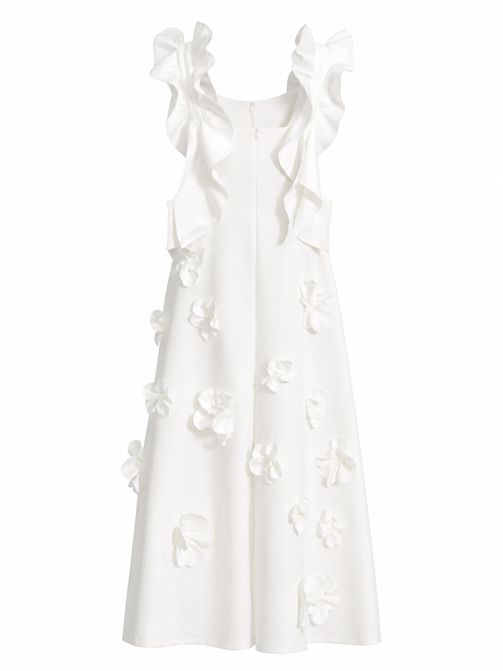 White Floral Appliqué Maxi Dress - Blossom