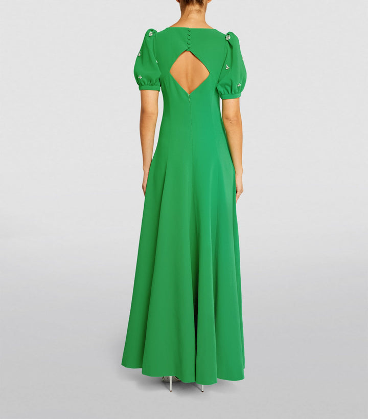 puff-sleeve embellished gown – NVY
