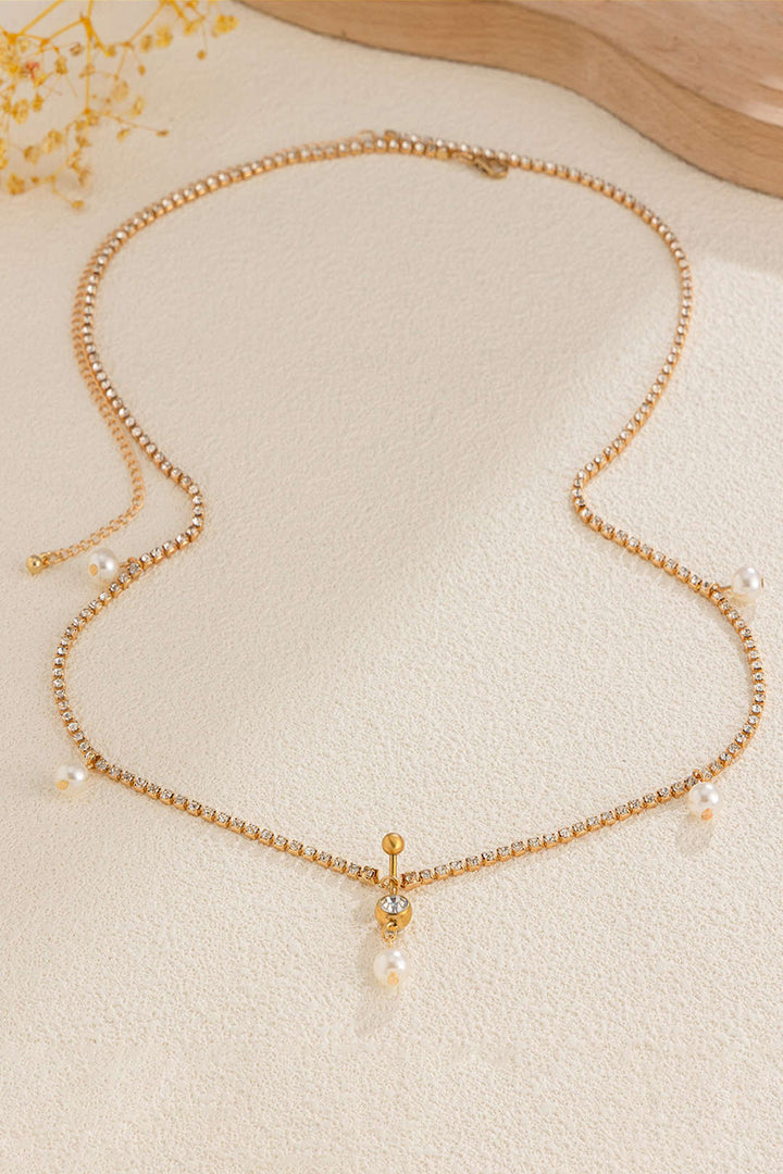 Metal Rhinestone Bead Waist Chain