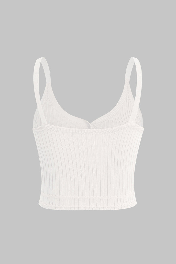 Ribbed Knit Button Cami Top