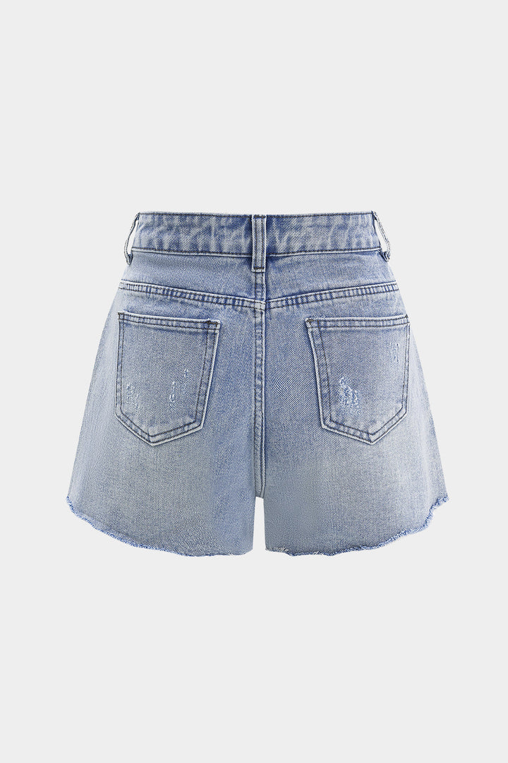 Denim Ripped High Waist Wide Leg Shorts