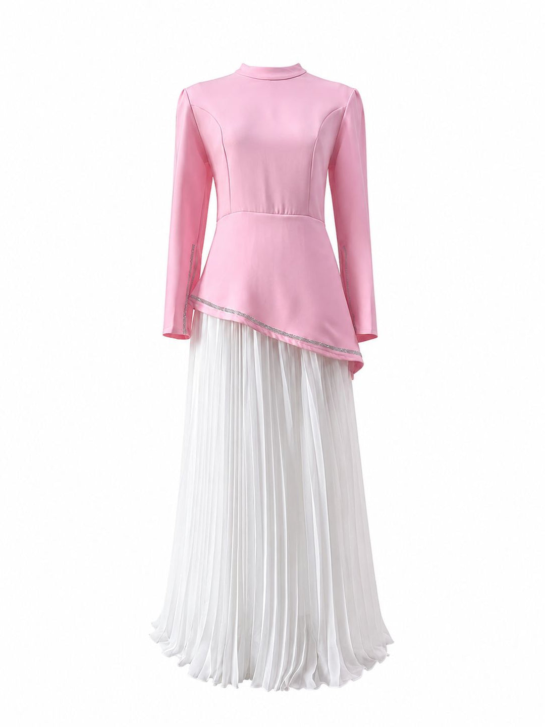 Pleated Chiffon Maxi Dress Set - Sky