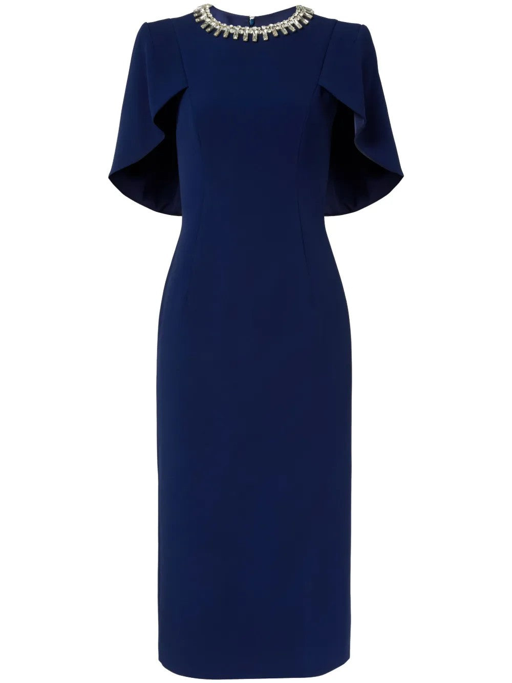 embellished neckline sheath dress with flutter sleeves – FEDAH