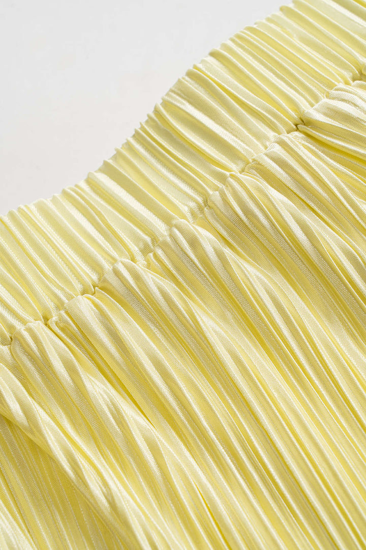 Satin Pleated Wide Leg Trousers