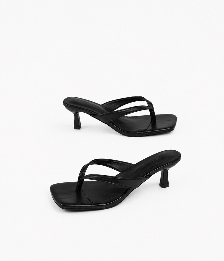 Square-Toe Kitten-Heel Mules – Mocha