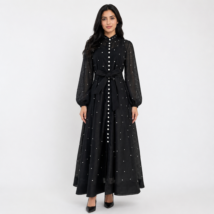 Pearl Embellished Maxi Dress - Midnight