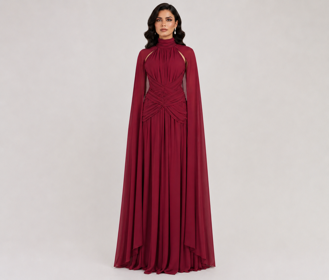 Royal Drape Cape Evening Gown — Majesty