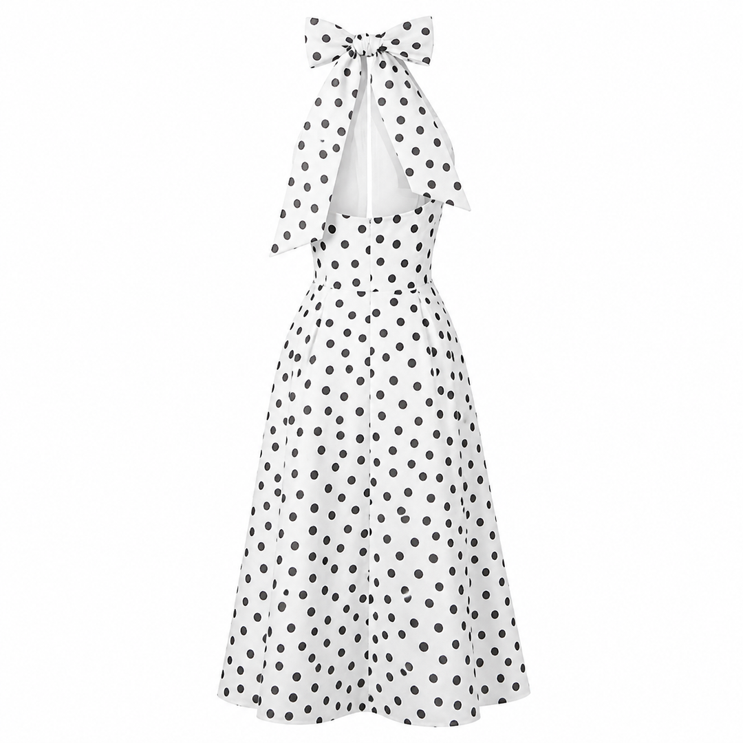 Ivory Polka Dot Halter Maxi Dress – ÉLISSA