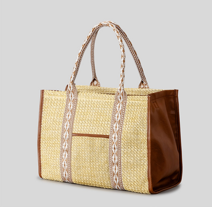 woven tote bag with patterned strap detail – DESERT