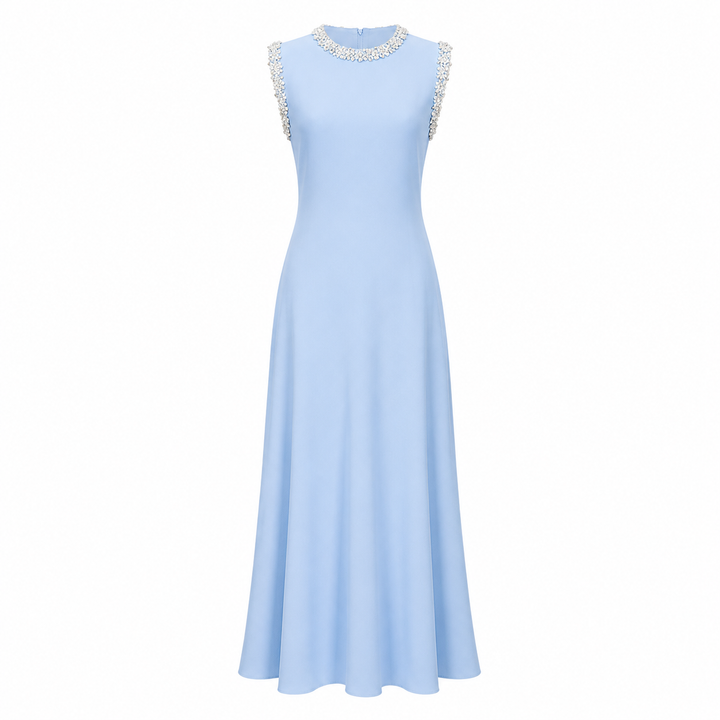 Embellished Sleeveless Maxi Dress - Sky
