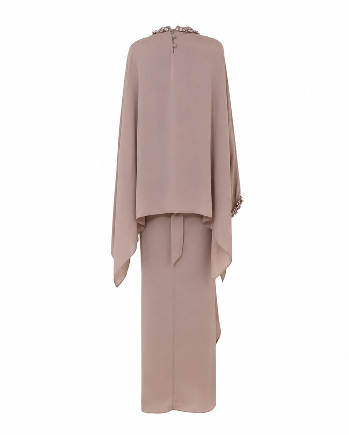 Crystal Collar Draped Maxi Dress - Grace