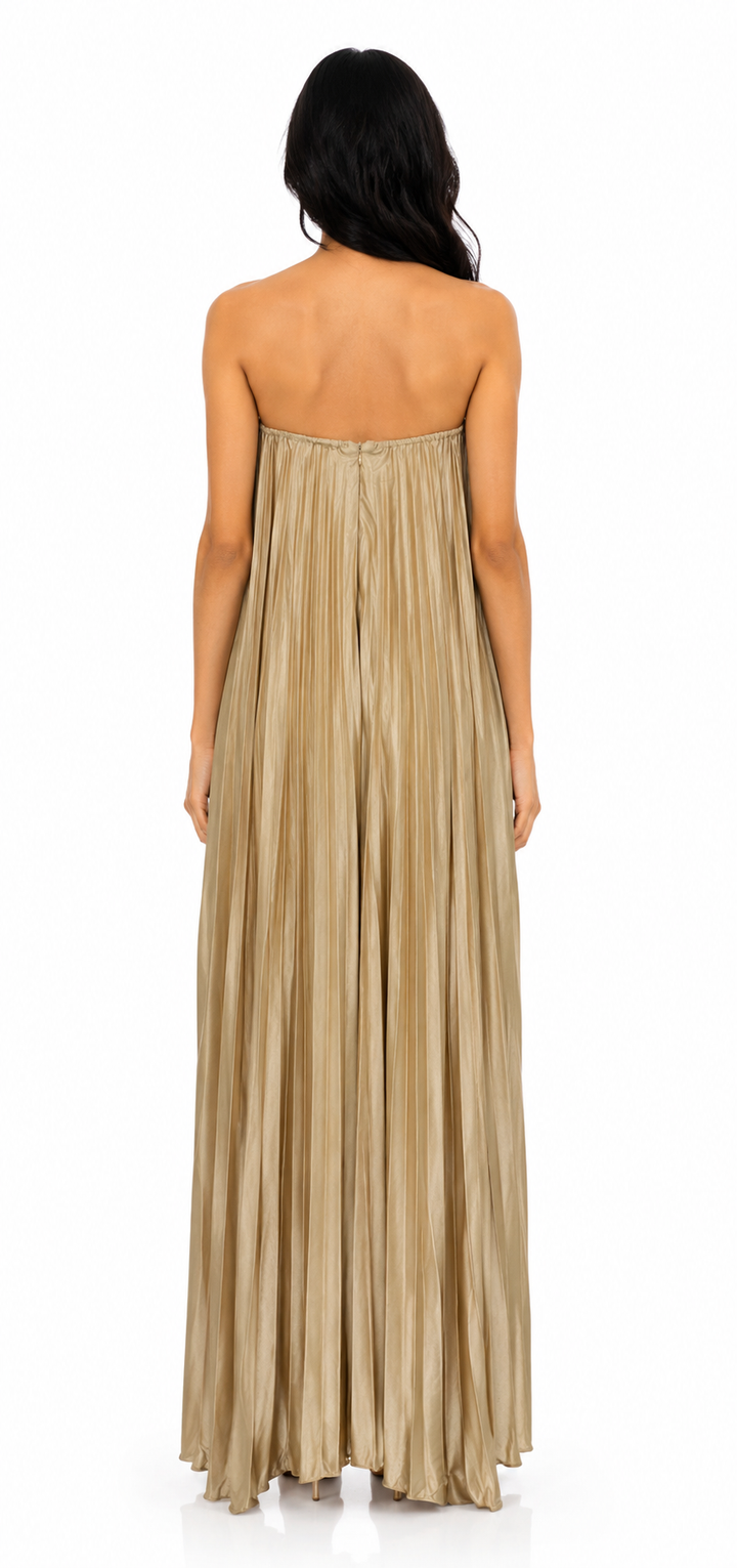 Pleated Satin Maxi Dress - Grace