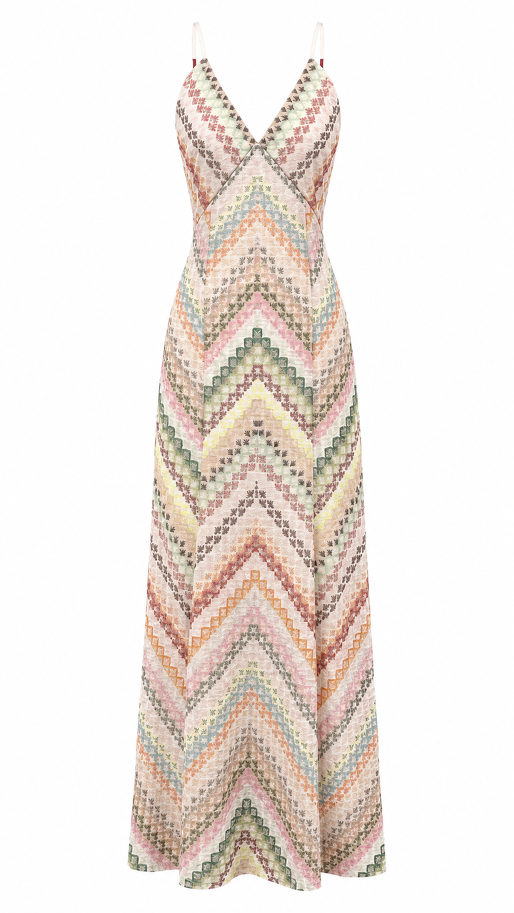 Chevron Print Maxi Dress - Breeze
