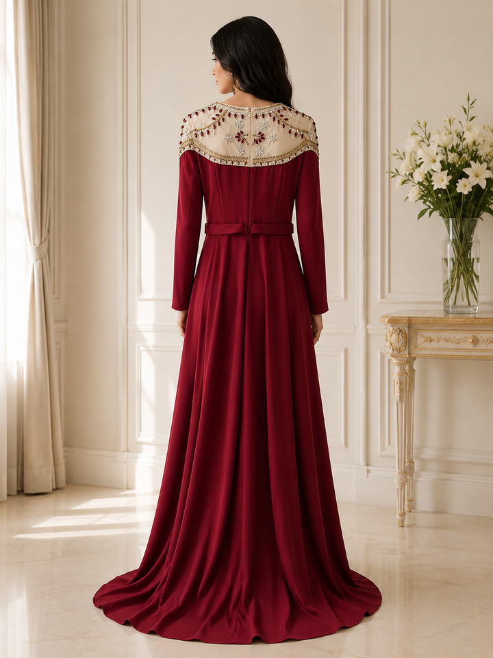 Ruby Regal Embellished Evening Gown - Majesty