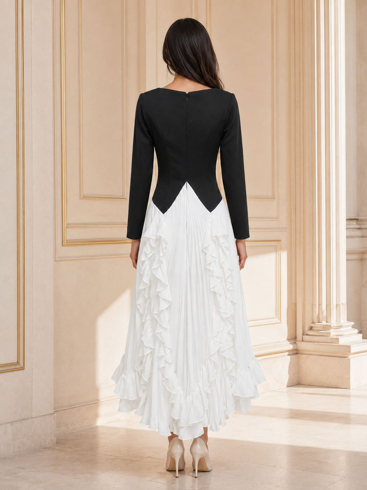 Contrast Ruffle Maxi Dress - Harmony