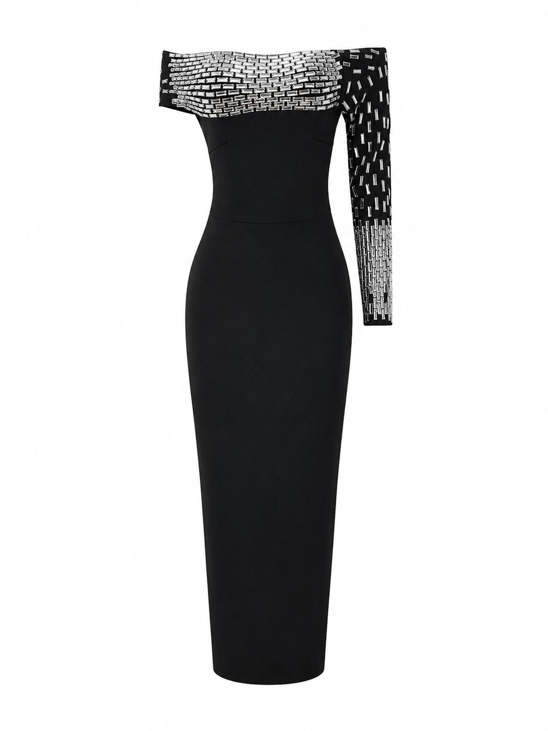 Crystal Embellished One-Shoulder Evening Dress - Prestige