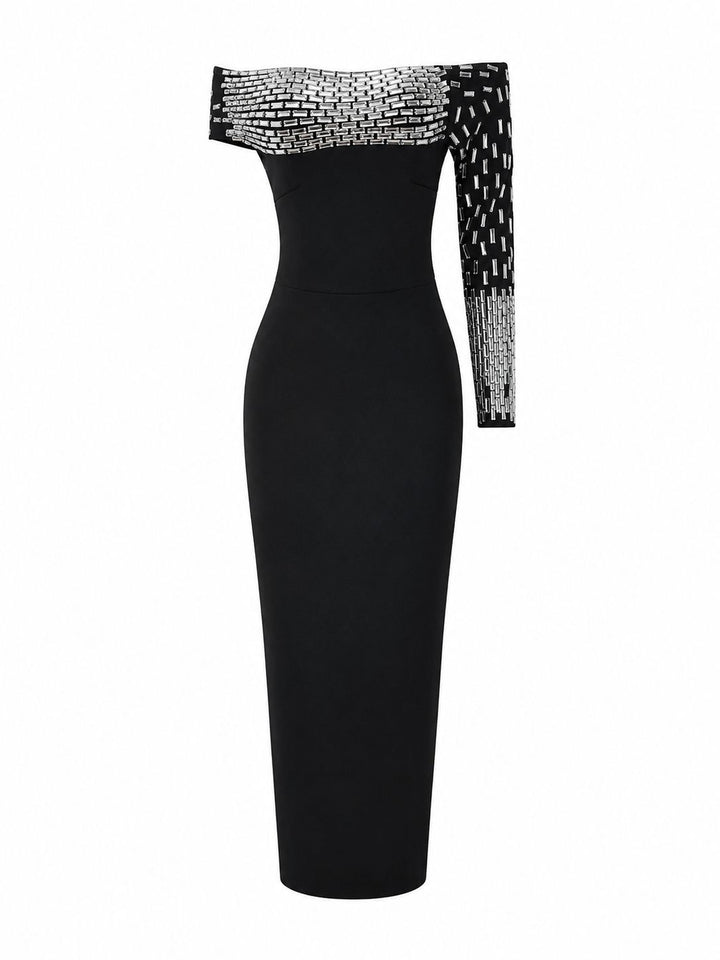 Crystal Embellished One-Shoulder Evening Dress - Prestige