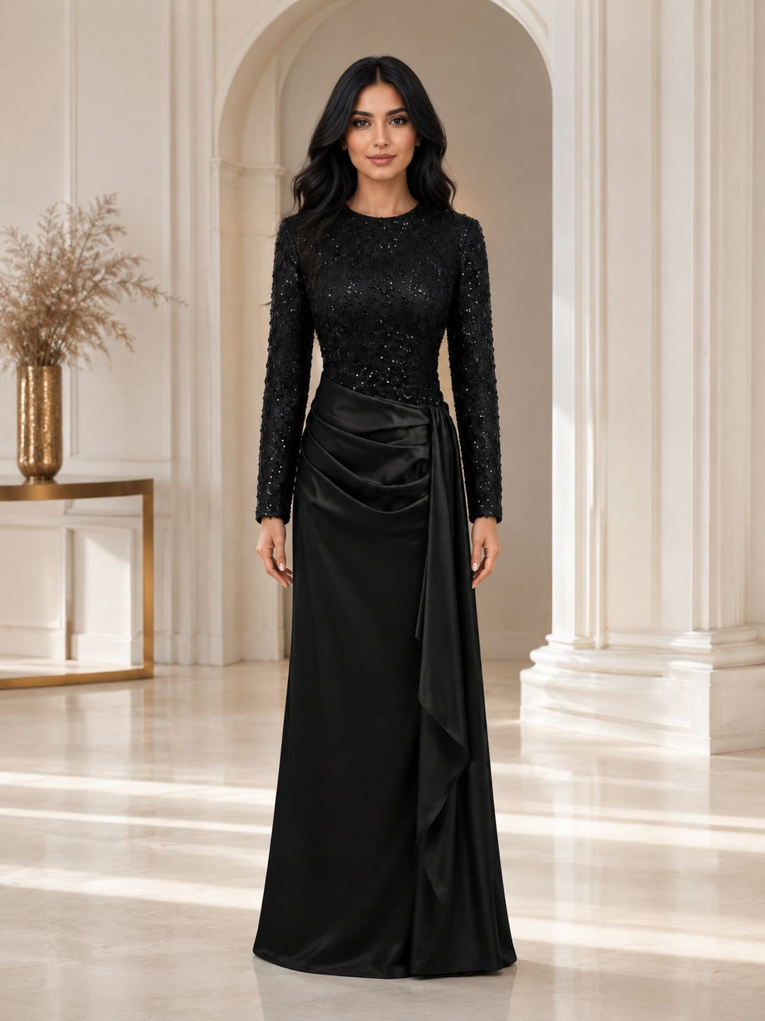 Luxury Sequin Evening Gown - Midnight