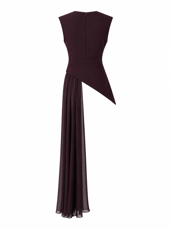 Burgundy Asymmetric Draped Top – NOIRÉVA
