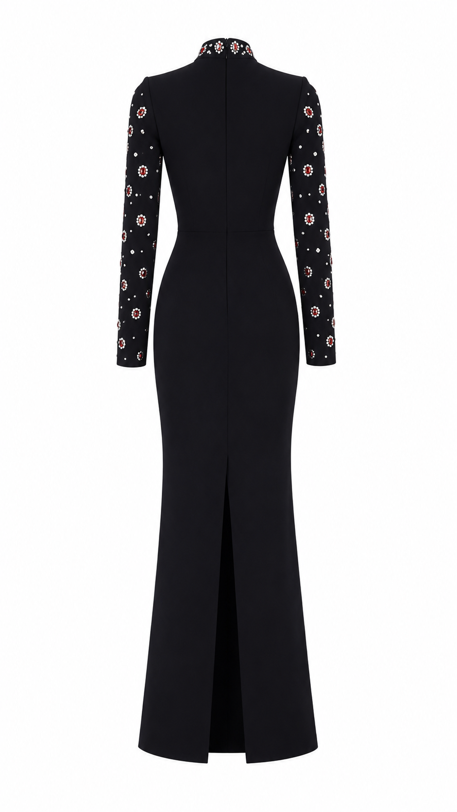 Embellished High-Neck Evening Gown - Royale