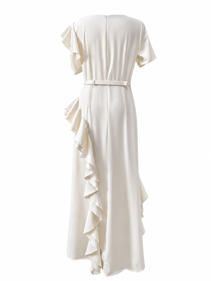 Floral Ruffle Maxi Dress - Ivory