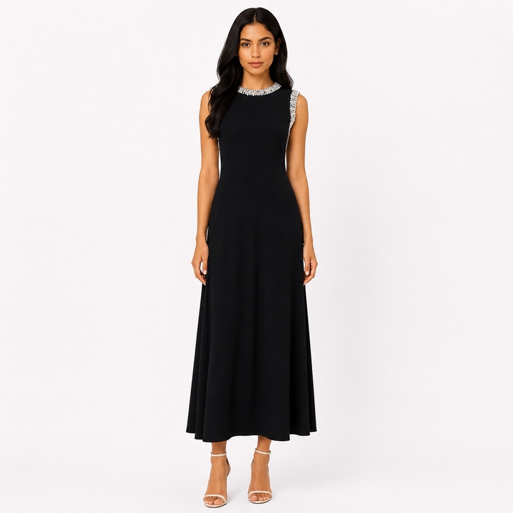 Embellished Sleeveless Maxi Dress - Sky