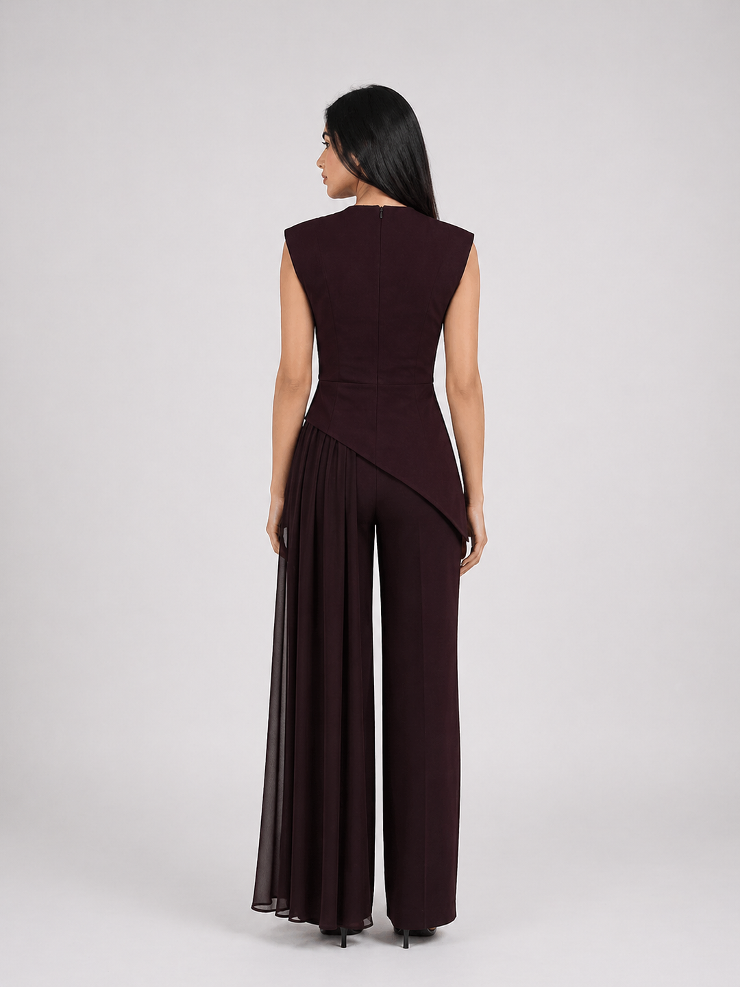 Burgundy Asymmetric Draped Top – NOIRÉVA