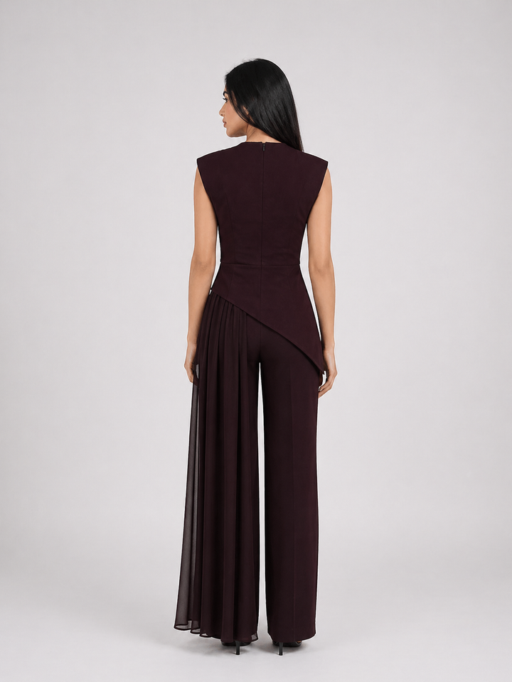 Burgundy Asymmetric Draped Top – NOIRÉVA