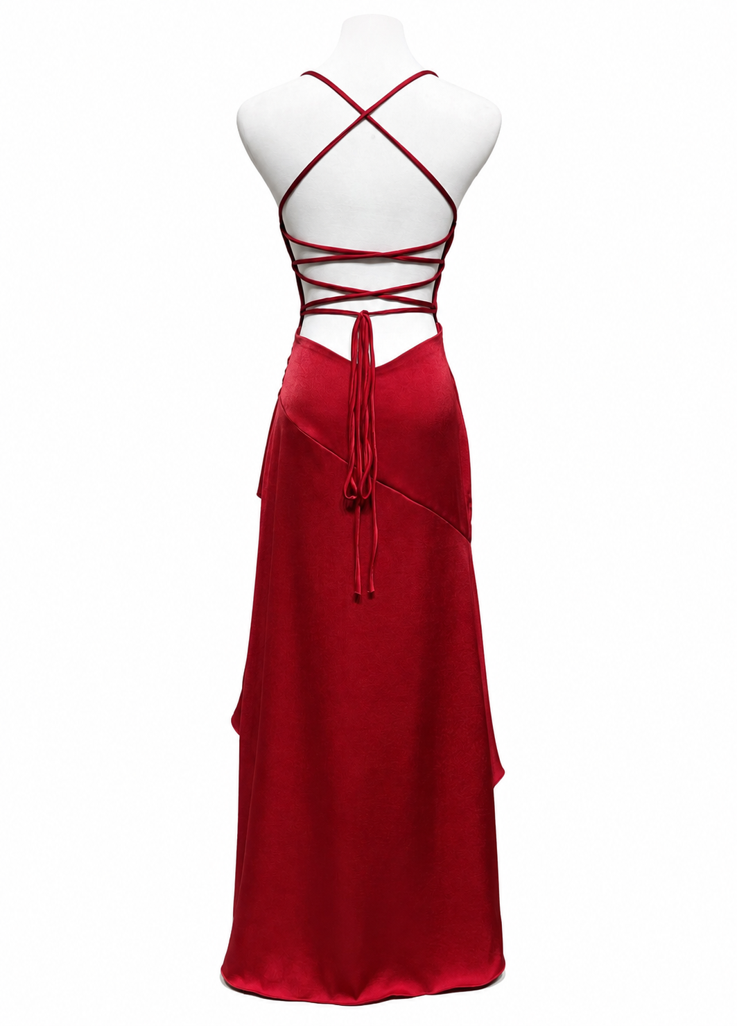 Ruby Satin High-Low Evening Dress — Scarlet